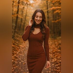 Dark orange body con dress